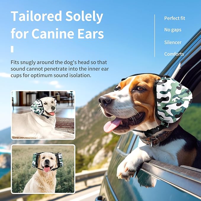 Dog Ear Muffs Noise Protection, Noise Cancelling Headphones for Dogs, Ear Covers for Hearing Protection and Anxiety - Camouflage