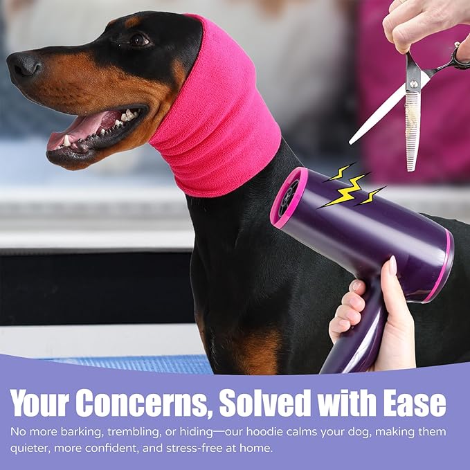 Dog & Cat Calming Hoodie - Anxiety Relief Ear Protector, Noise-Canceling Head Cover for Grooming, Bath, Force Drying, Thunder & Fireworks