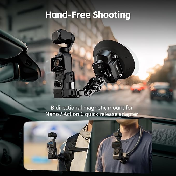 SmallRig Pocket 4/3 Aluminum Cage Expansion Adapter Accessories for DJI Osmo Pocket 4/3, with 1/4"-20 Holes for Side Handle, Cold Shoe Mount, Bidirectional Magnetic Quick Release Interfaces - 6002