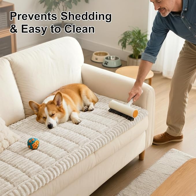 Smiry Couch Cover for Dogs, Non Slip Washable Sofa Protector for Pets, Soft Furniture Cover for Pet, Stylish Sofa Covers, Cozy Protect Against Fur, Dirt & Everyday Messes (White, 27.6" x 88")