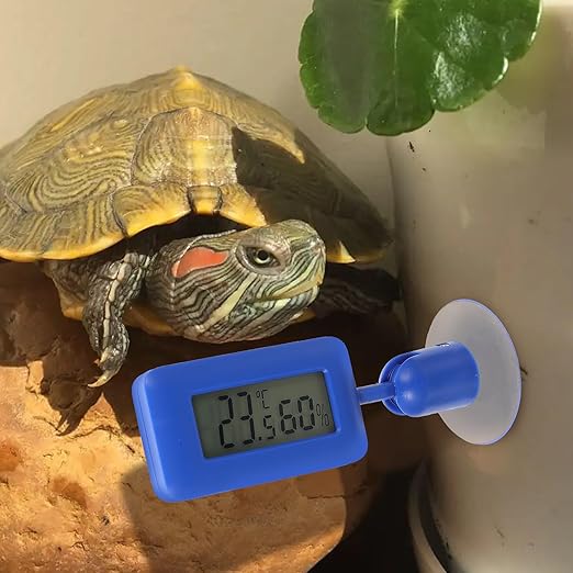 Digital Reptile Box Thermometer and Hygrometer with 360° Rotatable Suction Cup, Night Light Mini Temperature Humidity Monitor for Leopard Gecko and Bearded Dragon Terrariums