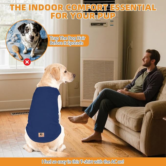 KOOLTAIL Boy Dog Clothes for Large Dogs, 2 Pack Cotton Summer Dog UV & Insect Protection T Shirts for Outdoor Hiking Camping, Anti-Hair Loss & Lightweight Pet Vest Tank Tops Apparel, Blue&Grey, XXXL