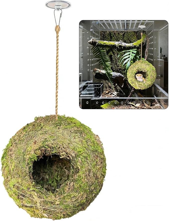 Reptile Hide Bearded Dragon Tank Accessories Natural Moss Leopard Crested Gecko Tank Accessories Handmade Humid Reptile Snake Hide for Ball Python Tortoise Frog