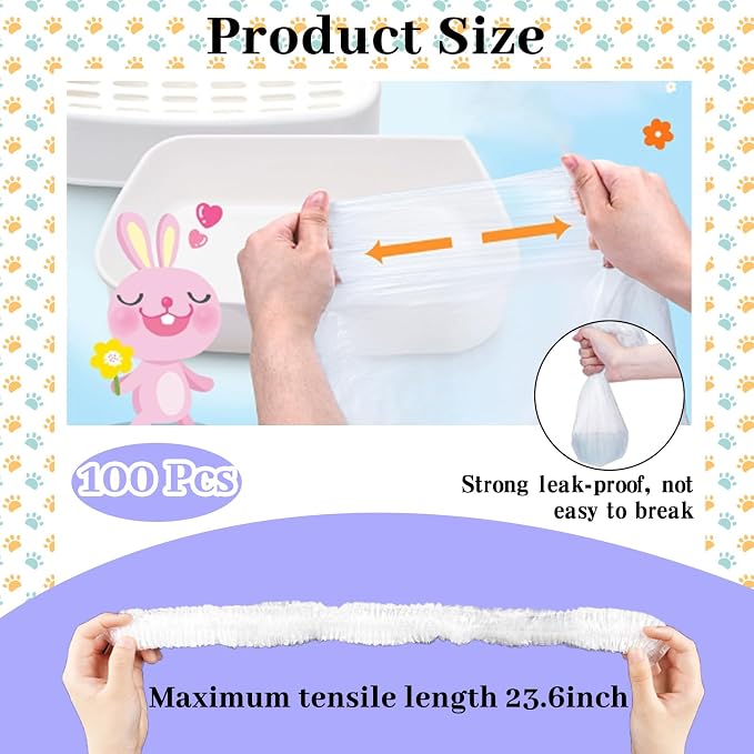 BNOSDM 100 PCS Rabbit Cage Liners Disposable Guinea Pig Cage Liner Hamster Tray Liner Plastic Small Animals Bedding Waste & Litter Pan Bag Universal Toilet Film for Bunny Hedgehog Ferret Rat