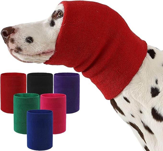 Dog Calming Hoodie and Ear Muffs – Soft Double-Layer Ear and Neck Cover for Anxiety Relief & Noise Protection, Elastic Pet Head Wrap for Grooming, Bath, Drying & Fireworks