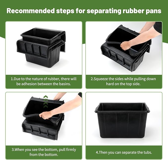 3 Pack 17 Quart Rubber Horse Feed Bucket Heavy Duty Plastic Hay Feeder for Stall Fence Pasture Stable Mountable Cattle Sheep Cow Feeding Pan with Hook for Easy Hanging Black
