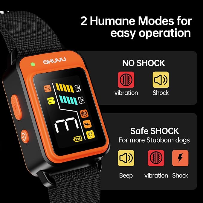 Dog Bark Collar-Rechargeable Smart Barking Collar- Anti Bark Training Collar with Adjustable Sensitivity Beep Vibration Shock- Bark Shock Collar for Small Large Medium Dogs