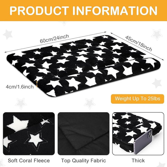 VitalCozy 4 Pcs Dog Crate Pads, Ultra Soft Warm Washable Anti-Slip Kennel Bed Mat for Pets, Reversible, Replaceable, Cozy Cage Liner for Small Medium Large Dogs and Cats(18 x 24 x 1.6 Inch,Black)