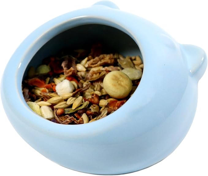 Ceramic Small Pet Hamster Food Bowl – Spill-Proof Guinea Pig & Hedgehog Dish – Durable, Easy to Clean, Non-Tip Design for Small Pets (Blue)