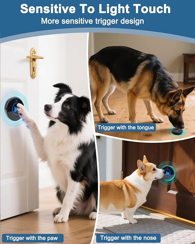 Dog Door Bell 2026 Enhanced Touch, Wireless Doggie Doorbell for Potty Training to Go Outside, IP65 Waterproof, 1000ft Range, 55 Melodies, 5 Modes & Adjustable Volume, 2 Receivers+2Buttons