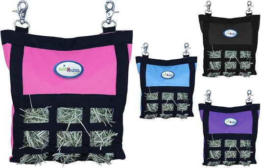 Rabbit & Guinea Pig Hay Bag Feeder with Super Tough Bottom® Design | Small 10" x 11" x 3" Hanging Hay Feeder | Organized Feeding | Made in USA Design (Pink, Small 10" x 11" x 3")