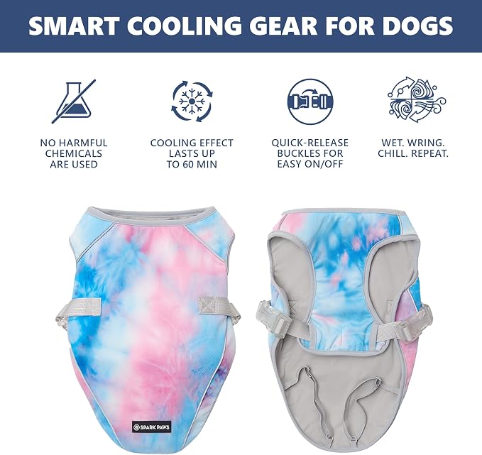 Spark Paws Dog Cooling Vest - SPF 50 UV Sun Protection - Summer Heat Relief Gear for Dogs, Lightweight, Evaporative Cooling - Dog Anxiety Relief Vest During Hot Days - Snowcone, 4XL
