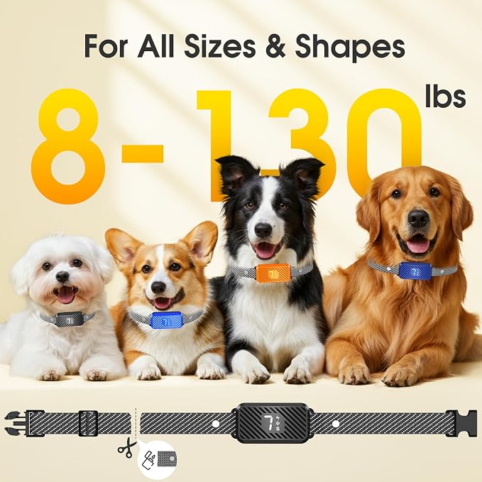 Dog Bark Collar for Large Medium Small Dogs, Effective No-Bark Collar, Smart Barking Collar, Rechargeable Bark Collar with 7 Sensitivity, 3 Modes, Waterproof, Raven Black