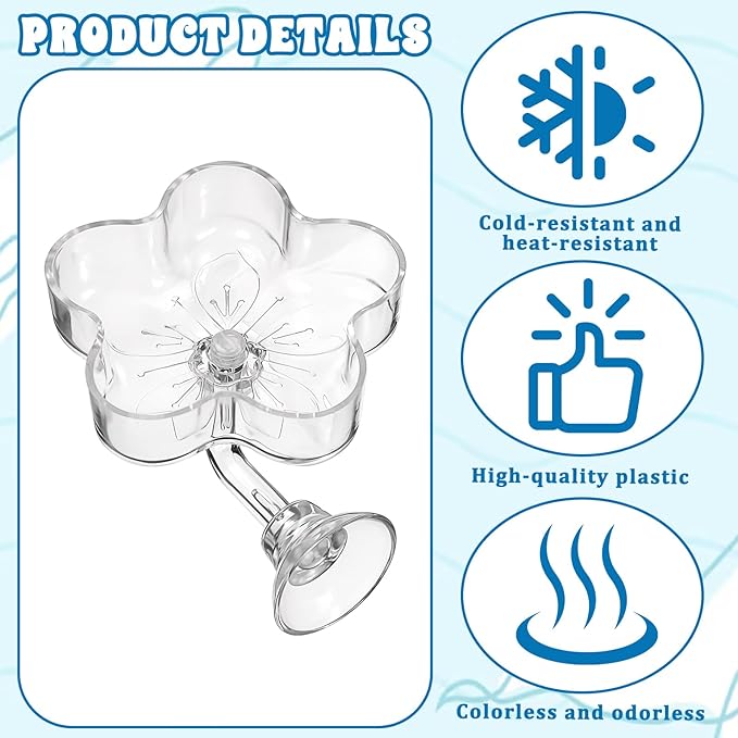 Aquarium Shrimp Fish Feeding Dish, Small Fish Feeder Dishes Clear Feeder Dish Betta Fishes Accessories Food Tray Container with Suction Cup Shrimp Tank Accessories (Sakura Shaped)