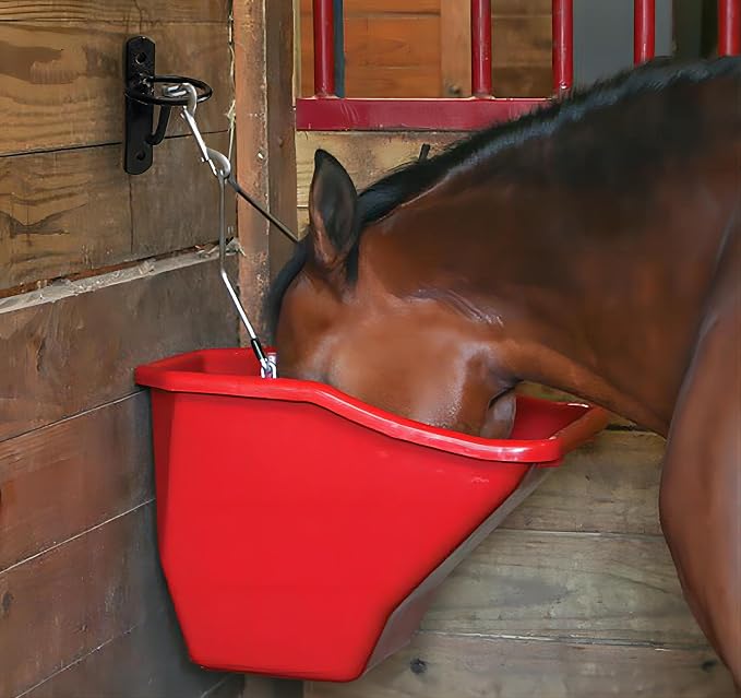 Metal Bucket Hangers for Horse Stalls - Wall Mount Bucket Holder for Grain Feed - Black