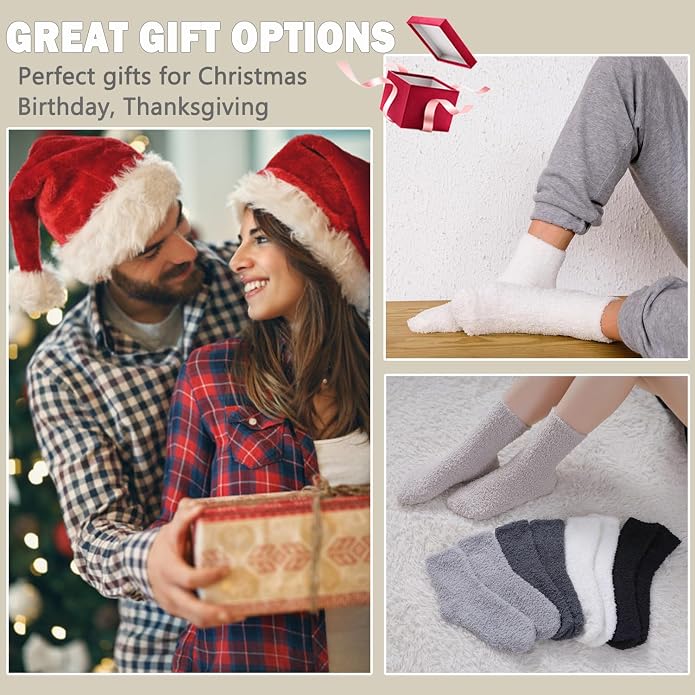 Ginmewrae Women Fuzzy Socks Cozy Soft Fluffy Cute Animal Slipper Socks Sleeping Warm Socks Christmas Gift for Girls