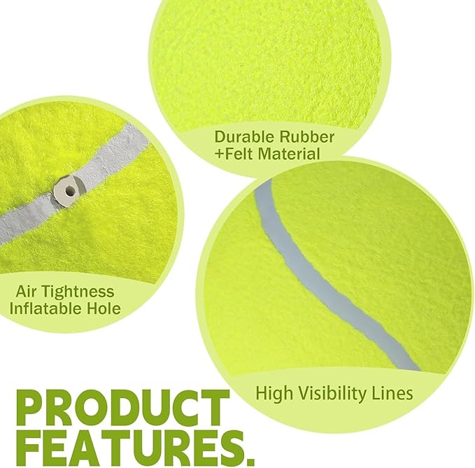 TYLIN Giant 9.5" Dog Tennis Ball - Funny Outdoor Sports Ball Yellow Big Tennis Balls for Birthday Gift ，Pet Toys for Small/Medium/Large Dogs