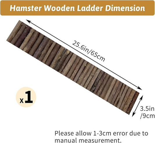 Hamiledyi Hamster Bridge Wood Hamster Climbing Ladder Rat Ladder Bridge Small Animals Cage Accessories for Dwarf Syrian Hamster Mice Gerbils Sugar Glider Wooden Hideout Toy (25.6×3.5IN)