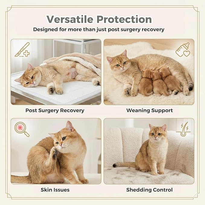 Avont Cat Recovery Suit for Surgery, Breathable Anti-Licking Onesie for Kittens, Surgical Post-Operative Protective Bodysuit, Comfortable Alternative to E-Collar -Green (L)