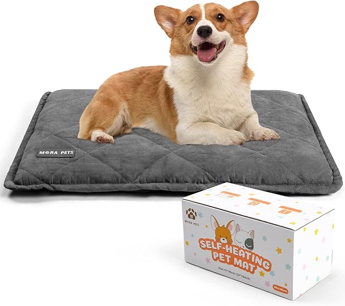 Mora Pets Self Heating Cat Bed Self Warming Cat Ped Ultra Warm Thermal Pet Bed Mat 30 x 21 Inches with Removable Cover Outdoor Indoor for Cats and Small Medium Dogs Machine Washable