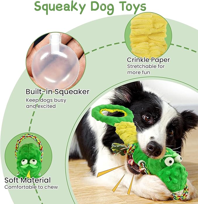 YINEYA Tough Dog Toys for Aggressive Chewers, Interactive Tug of War Dog Toy to Keep Them Busy, Dog's Squeak Toys for Large Dogs, Dogs Chew Toy for Teething