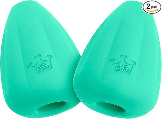 Chew King by Mammoth Premium Treat Dispensing Dog Toy, Durable Natural Rubber Chew Toy, Safety Air Vent, Interactive Enrichment Toy for Aggressive Chewers, Large Pack of 2- Teal