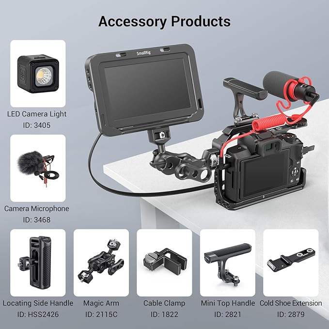 SmallRig M50 /M50 II /M5 Cage (Upgraded), Aluminum Alloy Video Film Movie Making Rig with Integrated Grip and NATO Rail for Canon M50 /M50 II /M5 2168C