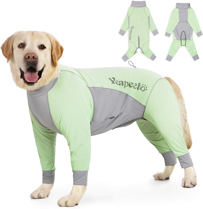 Dog Sun Protection Cooling Suit UPF 50+, Quick-Dry Breathable Jumpsuit for Large & Medium Dogs, Outdoor Dirt-Resistant Shedding Control Pet Apparel (Chartreuse, 4X-Large)