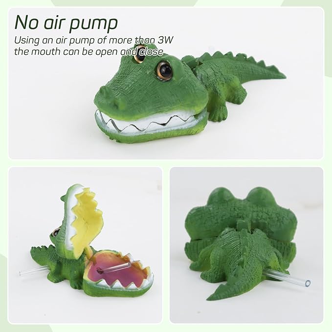 WishLotus Aquarium Decorations, Resin Crocodile Aquarium Landscaping Ornaments Pneumatic Decorations Aquarium Accessories Decoration (Crocodile Green)