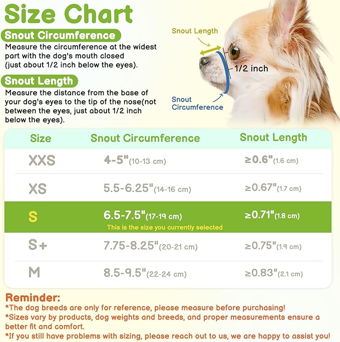 Mayerzon Short Snout Dog Muzzle for Small Medium Dogs, Soft & Sturdy Fabric, Anti Excessive Biting Chewing, Suits Chihuahua Shih Tzu Maltese for Grooming Vet Visits Walk, Allows Drinking(Black, S)
