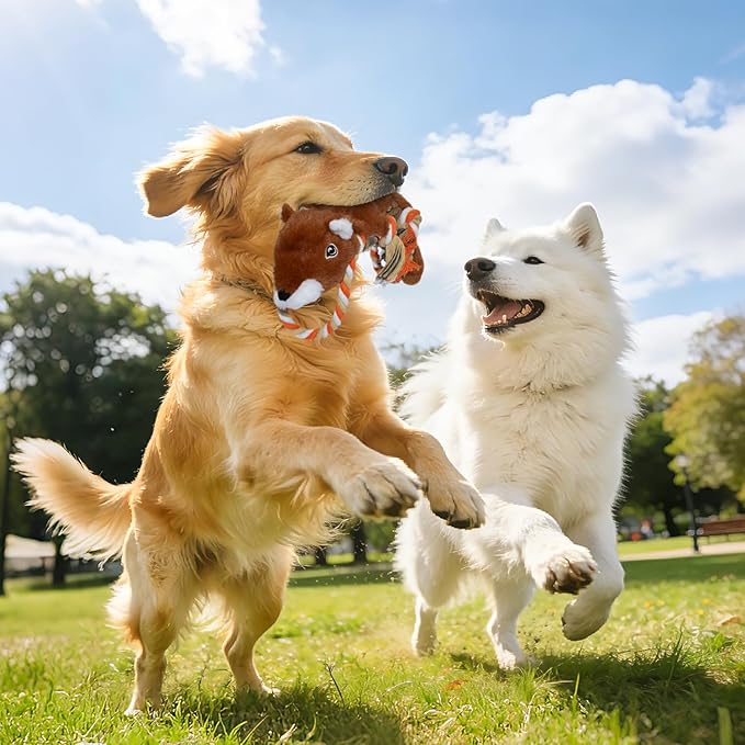 Dog Squeaky Toys, No Stuffing 5-Pack Dog Toys, Crinkle Plush Dog Toys to Keep Them Busy, Rope Dog Toys for Tug of War, Animal Shapes Dog Toys Bundle for Large, Medium and Small Dogs
