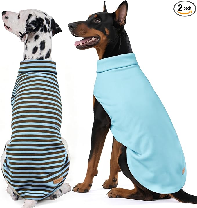 KYEESE 2Pack Dog Sweater Turtleneck Pet Clothes Warm Dogs Coats Stretchy Large Dog Sweaters for Medium Dogs Boy Pullover Pet Sweatshirt