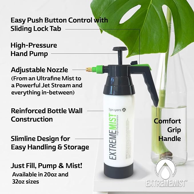 ExtremeMIST High-Performance Reptile Mister - Ultra-fine Reptile Sprayer & Terrarium Humidity Fogger for Geckos, Chameleons, Turtles and Lizards - The Ultimate Pump Sprayer & Humidifier - 32 Oz Bottle