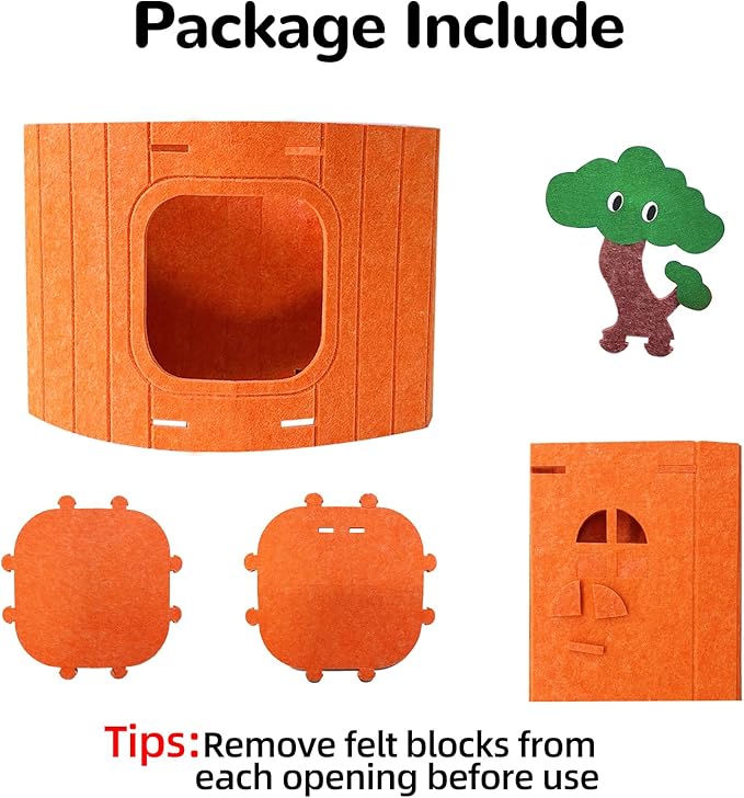 Rabbit Hideout,Felt Cloth Bunny Bed,Tree Stump Theme Guinea Pig Hideout and Bed,Small Animal Hideaway House,Rabbits Hiding Hut for Ferret Chinchilla Hedgehog