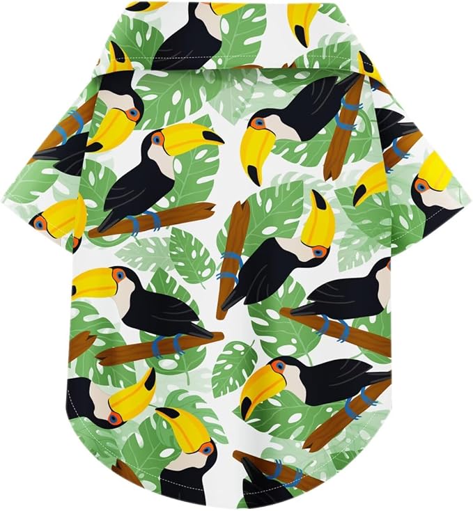 Hawaiian Dog Shirt – Lightweight and Breathable Summer T-Shirt with Tropical Prints, Fun Beach Outfit for Small, Medium, and Large Dogs, Perfect for Hot Days and Outdoor Vacation.Hornbill XS