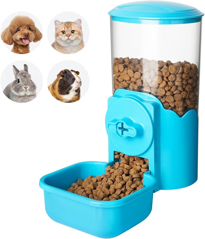 VANNON Rabbit Cage Hanging Gravity Feeder, 35oz Automatic Food Dispenser for Small Animals, BPA-Free No-Spill Feeder for Guinea Pig, Chinchilla, Ferret