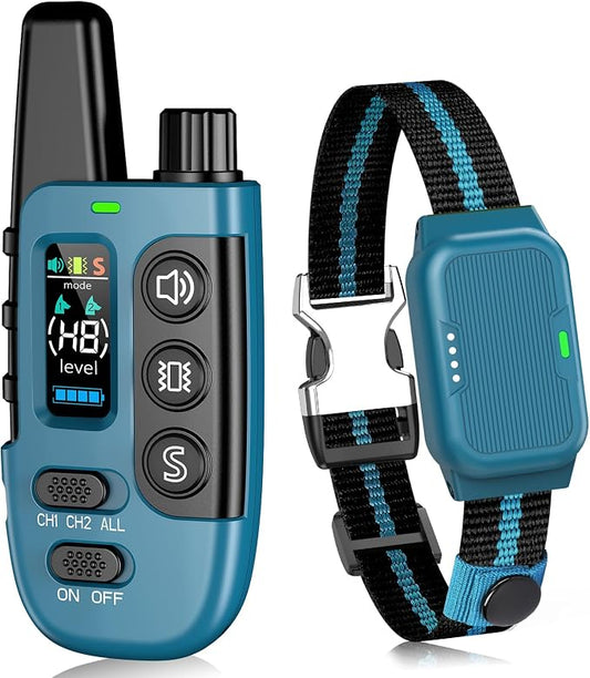 Shock Collar for Dogs, IP67 Waterproof Dog Training Collar with Remote Control, 3 Modes: Beep, Vibration, Safe Static, Rechargeable Adjustable for 15-110lbs Medium Large Dogs