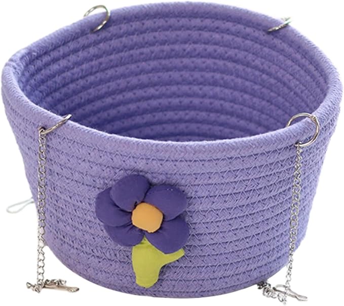 Small Pet Hammock Cage Accessory Multipurpose Rest House with Sturdy Chains Rat Sleeping Nest Hanging Rat Bed Basket for Yard, Purple
