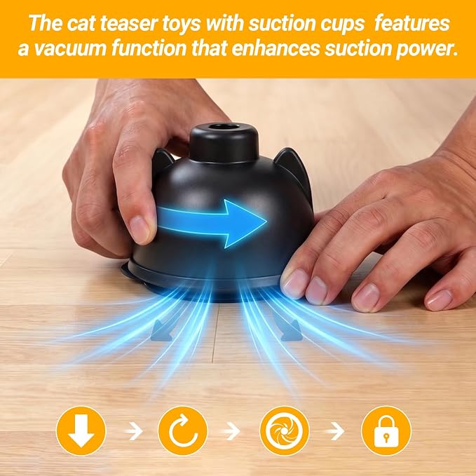 Interactive Cat Toys for Indoor Cats Toy Wand 360° Flying Bird Cat Toy | 2 Speed Adjustable Flying Bird Cat Toy Automatic Cats Toys with Self ON/OFF Feather Toy Suction Cup Electric Cat Teaser Wand