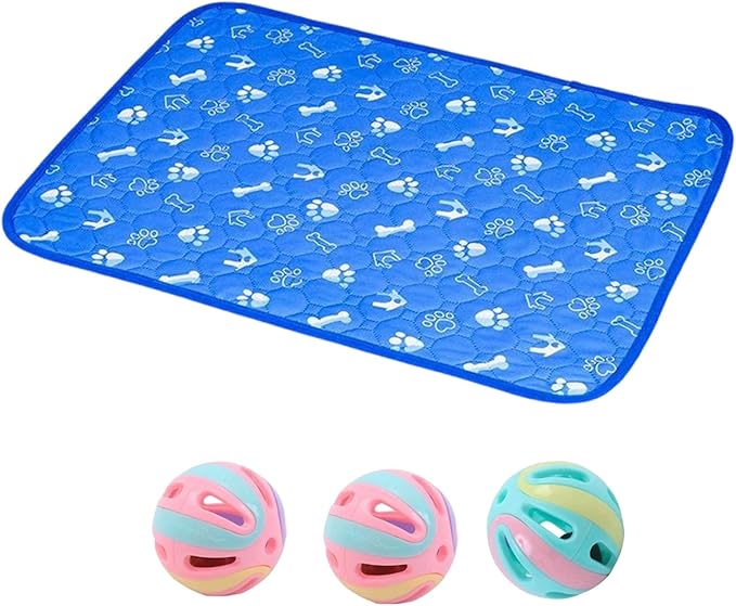 Puppy of Pads with Pheromones, Reusable Pet Training Pads, Washable Dog Pee Pads for Home and Travel, Includes 1 Bone-Shaped Pad and 3 Bell Balls (50x30 cm)