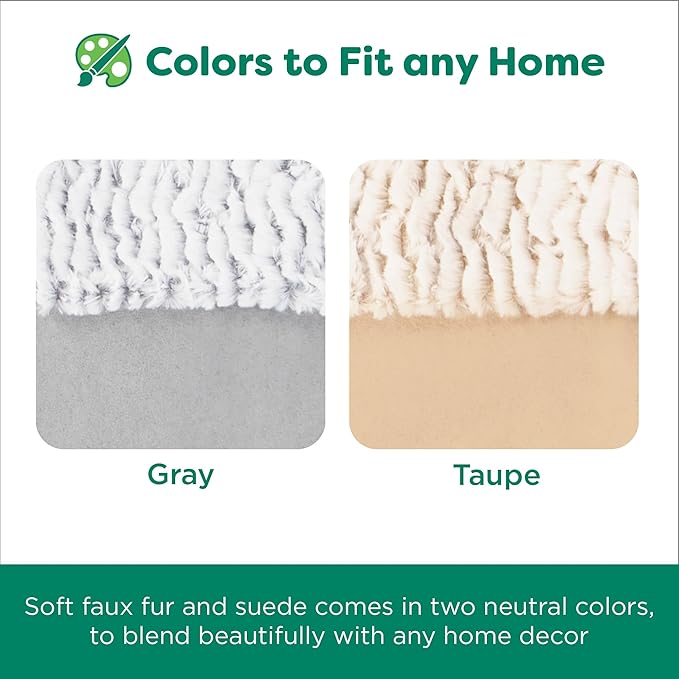 FurHaven Waterproof Dog Blanket – Birch Faux Fur & Suede Calming Throw for Pets, Washable – Taupe, Medium