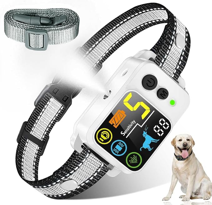 Citronella Bark Dog Collar [No*Refill] Spray Dog Collar, with 5 Adjustable Sensitivity, Beep+Vibration+Spray 5 Working Modes Citronella Bark Collar, IP66 Waterproof Dog Spray Collar for L/M/S Grey