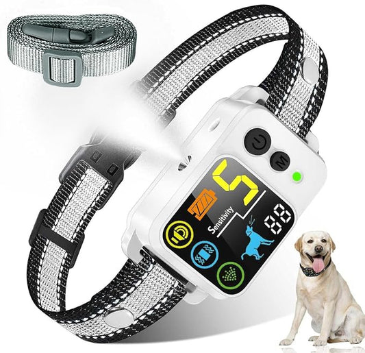 Citronella Bark Dog Collar [No*Refill] Spray Dog Collar, with 5 Adjustable Sensitivity, Beep+Vibration+Spray 5 Working Modes Citronella Bark Collar, IP66 Waterproof Dog Spray Collar for L/M/S Grey