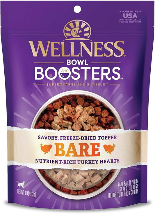 Wellness Bowl Boosters Bare Freeze Dried Turkey Dog Food Topper for Small, Medium, and Large Breeds, Grain Free, Natural, 4 oz Bag