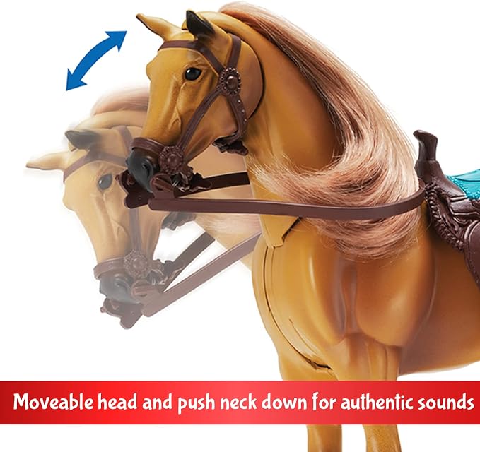 Sunny Days Entertainment | Quarter Horse with Moveable Head, Realistic Sound and 14 Grooming Accessories | Blue Ribbon Champions Deluxe Toy Horses