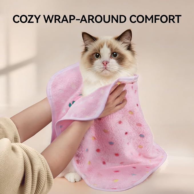 LINENLUX 1 Pack 3 Blankets Super Soft Fluffy Premium Fleece Dog Blankets for Puppy Cat Pet Blanket Flannel Throw Warm Sleep Polka Dot-3pcs 60x40 inch