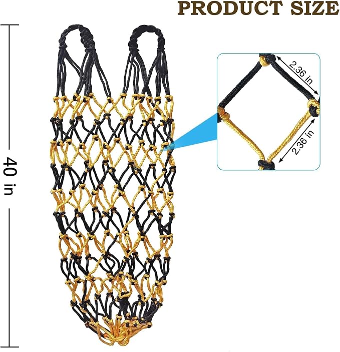 Hay Net for Horses,Slow Feed Hay Bag for Horses Goat Sheep,Hanging Hay Feeder Bag for Horses Stable Stall Paddock Rest Toy (Black+Green+Yellow)