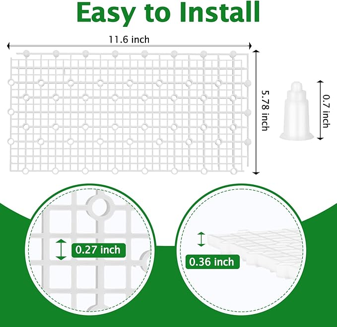 8pcs Aquarium Fish Tank Divider Filter Bottom with Bracket, Plastic Egg Crate Grid (11.6X5.7inch) for Fish Tank Separation, Bottom Filtration & DIY Aquascaping (White, 48 Brackets)