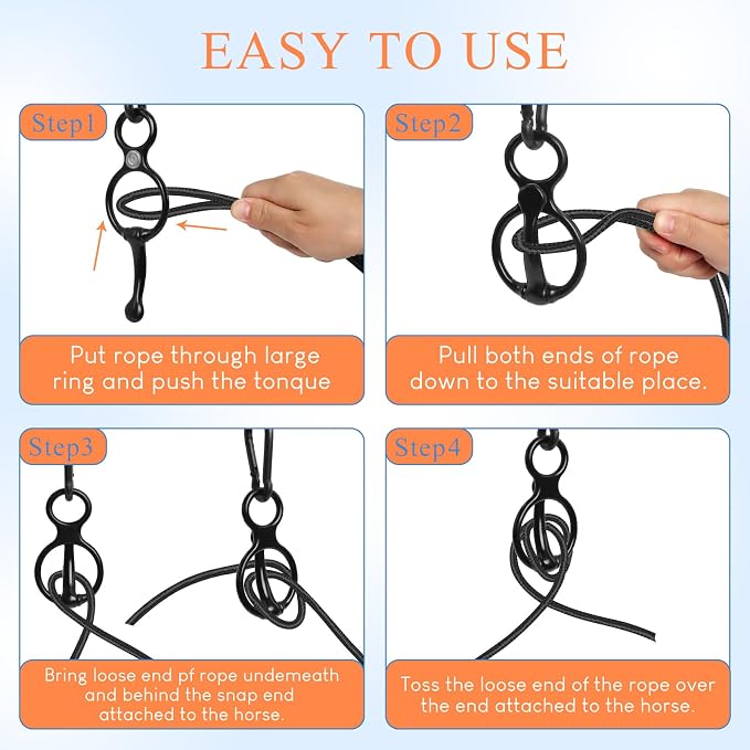 4 Sets Horse Tie Ring, Horse Tack and Supplies, Safe Horse Accessories Training Equipment with Eye Bolt and Snaps Saddle Black