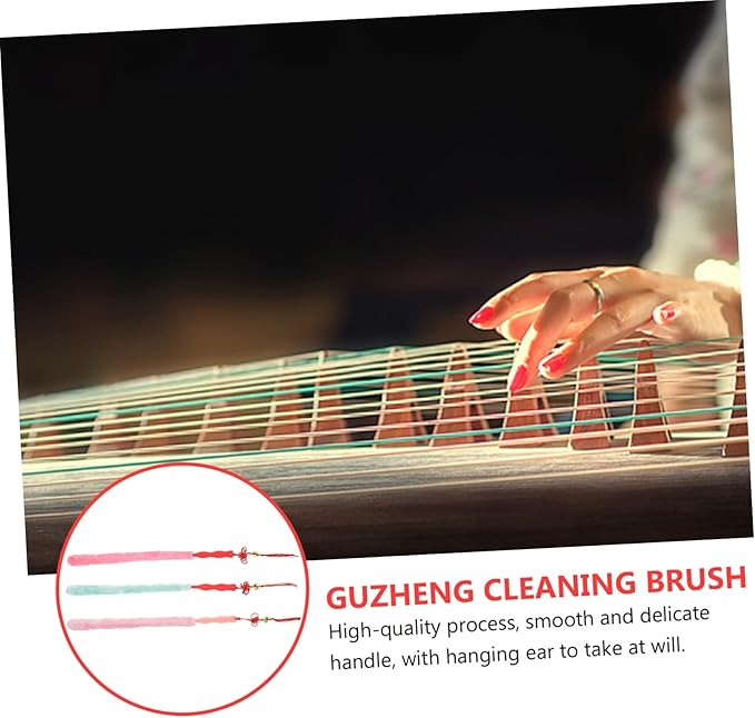 Yardwe 3Pcs Colorful Rabbit Hair Guzheng Cleaning Brush Set Universal Dust Removal Tool for Musical Instruments Soft Bristles for Effective Care and Maintenance